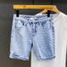 Men's Slim Fit Denim Shorts Korean Style Printed Five Point Mid-Length Summer Fashion Trendy Pants_mkmklike.com
