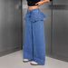 New Style Women's Jeans With Ruffled Hem, Straight Leg_mkmklike.com