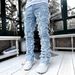 Men's Straight Leg Denim Casual Pants Versatile European American Street Style INS Elastic Patch Cross Border Fashion_mkmklike.com