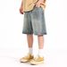 Men's Clothing Retro Denim Shorts Trendy Loose Men's Vintage Denim Shorts - Relaxed Fit Straight Leg Casual Summer Shorts With Heavyweight Fabric_mkmklike.com