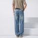 Summer Jeans For Men Clanfit Straight Thin Draped Lyocell Loose Wide-Leg Floor-Length Casual Pants_mkmklike.com