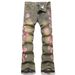 Men's Denim Slim Fit Flared Pants European And American Street Fashion Ins Plum Blossom Embroidered Denim Trousers_mkmklike.com
