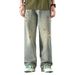Men's Cross Border Ripped Jeans, Summer Style, High Street, American Retro Trendy Brand, Washed Distressed Straight Leg, Beggar Long Pants_mkmklike.com