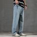 New Spring Jeans Men's Harlan Loose Trendy Brand American Retro Washing Double Craft Medium Waist Large Size Youth Embroidery_mkmklike.com