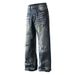 Men's Relaxed Fit Ripped Washed Jeans High Street Style Loose Straight Leg Floor Length Summer Pants_mkmklike.com