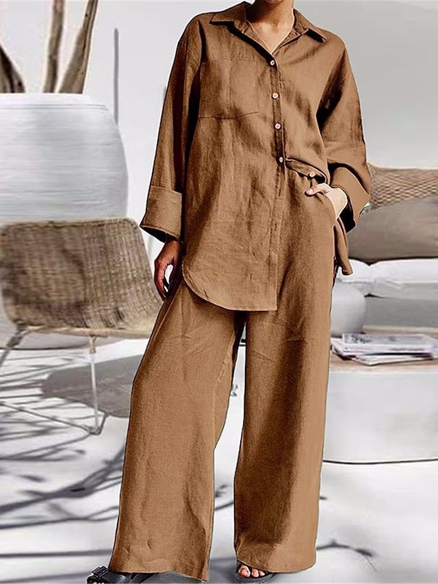 Women's Clothing nine quarter sleeve shirt loose pants two piece suit_mkmklike.com