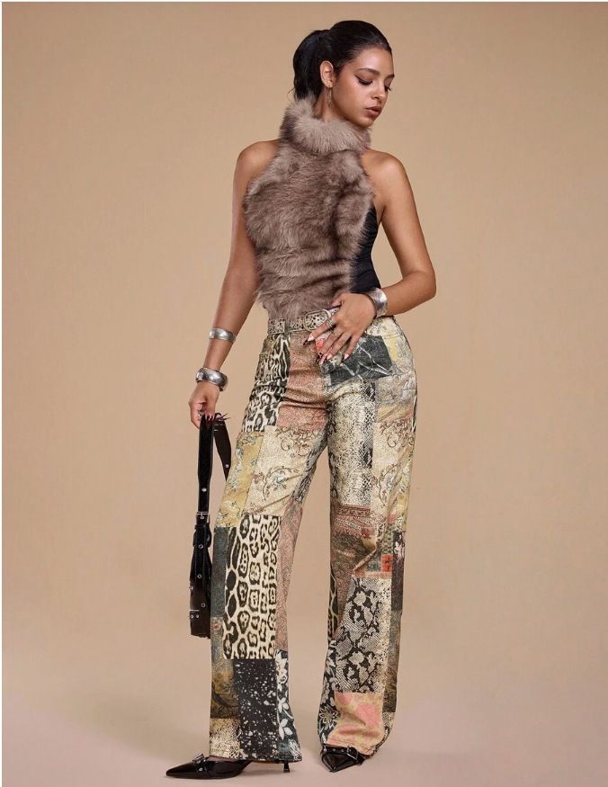 Women's 3D Digital Printed Denim Jeans Retro Street Style Top Selling Brand_mkmklike.com