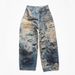 American Vibe Ink Splashed Jeans Men's Summer High Street Retro Loose Wide Leg Pants Trendy Graffiti Straight Trousers_mkmklike.com