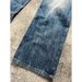 Men's Clothing Retro Dark Blue Lightning Cracked Jeans Loose Wide Leg Pants Straight Flared Design For Men And Women_mkmklike.com