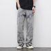 Men's Clothing Loose Straight Personalized Laser Burnt Flower Jeans Street Loose Straight Casual Trousers_mkmklike.com