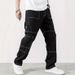 Men's Clothing Men's Fashion Jeans, Black Straight Leg Pocket Work Jeans NK361_mkmklike.com