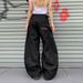 Women's Clothing Retro Inverted Design Scimitar Jeans Trendy Brand Embroidery Thickened Wide Leg Banana Pants For Men And Women_mkmklike.com