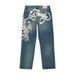 Hip Hop Punk Skull Print Baggy Blue Jeans For Women Y2k Street Wear Casual Straight Wide Leg Pants Hot Selling Denim Trousers_mkmklike.com