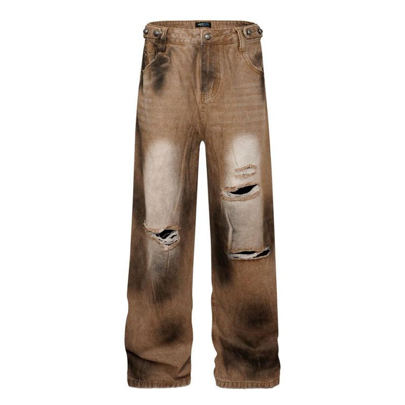 Men's Clothing American Retro High Street Design Niche Straight New Loose Washed Purple Jeans Men And Women Trousers Pants_mkmklike.com