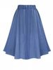 K Women's Loose A-Line Denim Dress With Buttons And Elastic Waist_mkmklike.com