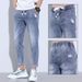 Light-colored Jeans Men's Elastic Men's Denim New Casual Men's Pants Summer Casual Pants Loose Pants Nine-point Pants_mkmklike.com
