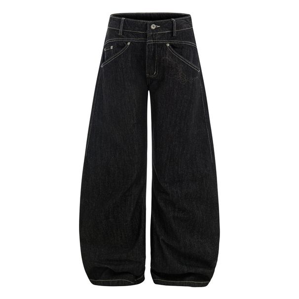 Loose Wide-Leg Jeans For Men, Trendy Brand, Stitched Design, Unique Casual Long Pants_mkmklike.com