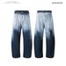 Unisex Vintage Washed Jeans – Wide-Leg Paint Splatter Design, 90s Retro Streetwear (S-XXL, Indigo Blue)_mkmklike.com