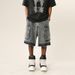 Men's Clothing High Street Vibe Washed Distressed Raw Edge Denim Shorts Pocket Workwear Loose Shorts_mkmklike.com