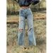 ripped Straight Jeans Standard Women's Casual Street Style Washed Denim_mkmklike.com