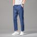 Tencel Thin Cropped Men's Loose Straight Casual Cotton Stretch Plus Size High-End Jeans Men_mkmklike.com