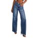 Women's High Waist Straight Leg Jeans - Stretch Denim Pants With Comfort Fit, Classic Blue/Black/Gray Washed, Casual & Streetwear Style (S-XXL)_mkmklike.com