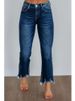 K New Women's Micro Flared Denim Cropped Pants With Raised Hips And Wide Legs For Slimming Effect_mkmklike.com