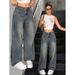 Women's Vintage Wide Leg Jeans - Retro Washed High Waist Loose Fit Denim Pants, Dark Blue & Sea Blue Flared Trousers For Boho & Street Style_mkmklike.com