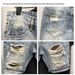 Men's Straight Leg Loose Fit Jeans Shorts Tear Hole Thin Summer Pants Korean Style Five-Pointed Jeans Casual Cotton Shorts_mkmklike.com