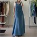 Korean Chic Niche Design Hanging Neck A-Line Denim Dress With Age Reducing Temperament, Slim And Long Skirt For Children_mkmklike.com