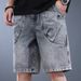 Men's Loose Fit Distressed Shorts Wasteland Style Heavy Duty Washed And Pleated Five Point Blue Denim New Summer Collection_mkmklike.com