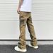 Men's Clothing New High Street Patchwork Splatter Flare Pants Cleanfit Casual Washed Stretch Cargo Denim Pants_mkmklike.com