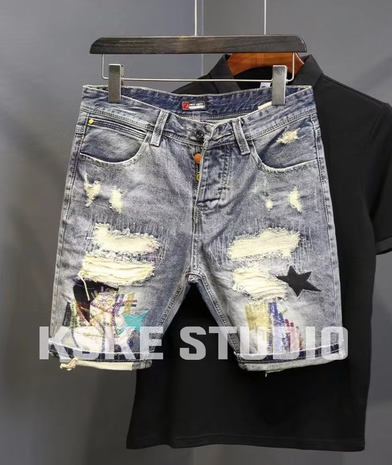 Men's Stretch Japanese Denim Shorts – Oversized Relaxed Fit With Vintage Hong Kong Style (28-36 Waist) – Breathable Summer Casual Shorts_mkmklike.com