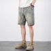 Men's Summer Denim Shorts Trendy Thin Straight Leg 5/6 Length Casual Mid-Length Japanese Style Loose Fit _mkmklike.com