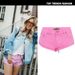 Women's Clothing Women's Low Waist Denim Shorts Decadent Style Loose Elastic Curled Pocket Beach Hot Pants Macaron Pink_mkmklike.com