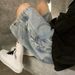 Summer Denim Shorts Men's High Street Vibe Webbing Trendy Brand Design Sense Niche Loose Casual Retro Five-point Pants_mkmklike.com