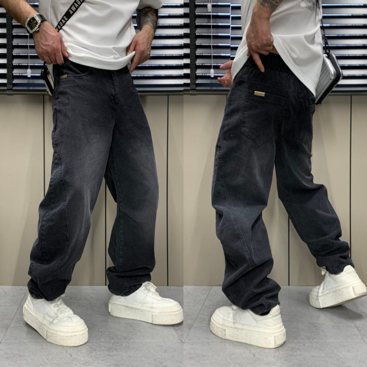 Men's Classic Black Straight Leg Jeans - Comfortable Cotton Denim Pants For Casual & Streetwear Style_mkmklike.com