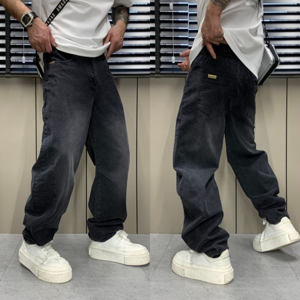 Men's Classic Black Straight Leg Jeans - Comfortable Cotton Denim Pants For Casual & Streetwear Style_mkmklike.com