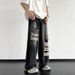 Men's Clothing Retro Patch Ripped Jeans Men's Design Japanese Summer Ins Trend Loose Versatile Wide Leg Long Pants_mkmklike.com