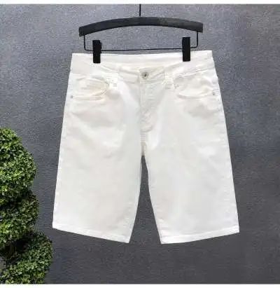 2025 2025 Summer Lightweight Denim Shorts For Men Korean Style Trendy Ripped Slim Fit Casual Fashion Brand Pants_mkmklike.com