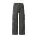 American Style Workwear Multi-Pocket Denim Men's INS Trend Hip-Hop Loose Washed Vintage Wide-Leg Floor-Length Pants_mkmklike.com