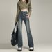 ELLE Orange Silk#High Street Retro High Waist Flared Jeans For Women Spring Summer Ins Style Stretch Slim Fit Slimming Wide_mkmklike.com