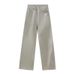Khaki Straight-leg Jeans Women, High-waisted, Slimming, Versatile, Loose Wide-leg Pants, Suitable For Petite Figures,_mkmklike.com