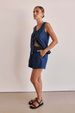 K Fashionable And Casual Sleeveless Lace Up High Waisted Women's Vest Denim Suit Shorts_mkmklike.com