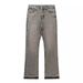 Men's Clothing Version Of The Washed Hem Tassel Slightly Flared Grey Jeans Retro High Street Vibe Style Men's Trend_mkmklike.com