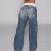 Women's Fashion Denim Pants Autumn/Winter European American Style Distressed Monkey Ripped Loose Straight Leg LD2549_mkmklike.com