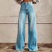 Women's plus Size Faux Denim Wide Leg Pants 3D Printed Casual Flare Pants Popular Style Cross Border Foreign Trade_mkmklike.com