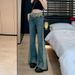 Contrast Color Flared Jeans Women, High-waisted, Versatile, American-style, Floor-length Straight-leg Bell-bottom Pants_mkmklike.com