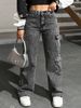Cross-border Exclusive For European American And : Teenage Women's Washed Irregular Denim Multi-pocket_mkmklike.com