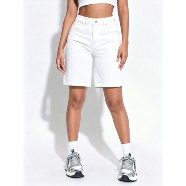 Women's High-Waisted Light Blue Denim Shorts Summer Versatile Basic Style Flattering for All Body Types_mkmklike.com